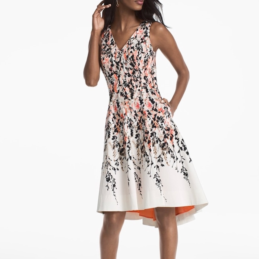 WHBM Floral Hi-Lo Fit & Flare Dress Size 0